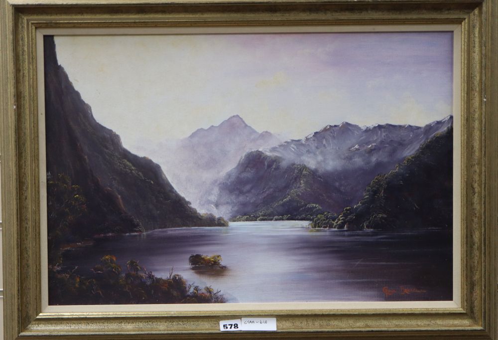 Glenn Brickell, oil on canvas board, Loch scene, signed, 39 x 59cm